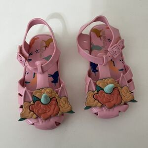 Mini Melissa Aranha + Fabula B Pink Unicorn Horn Sandals Toddler Girls Size 9
